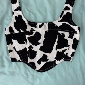 Black and White Cow Print Women's Top
